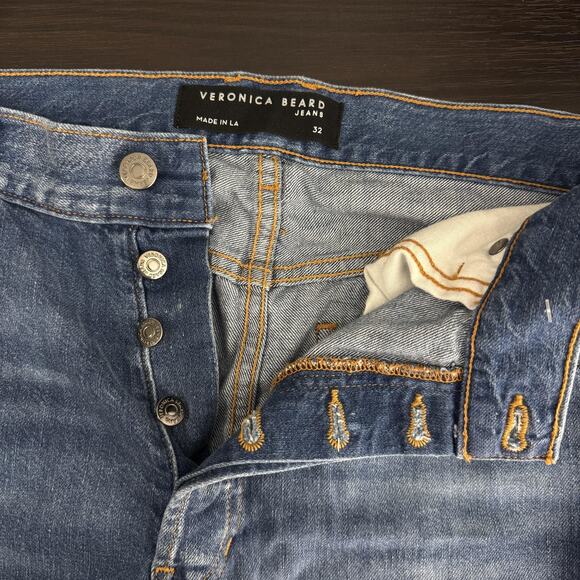 Veronica Beard Jeans Womens 32 Taylor High Rise Wide Leg Button Fly Durango Blue - Picture 9 of 14